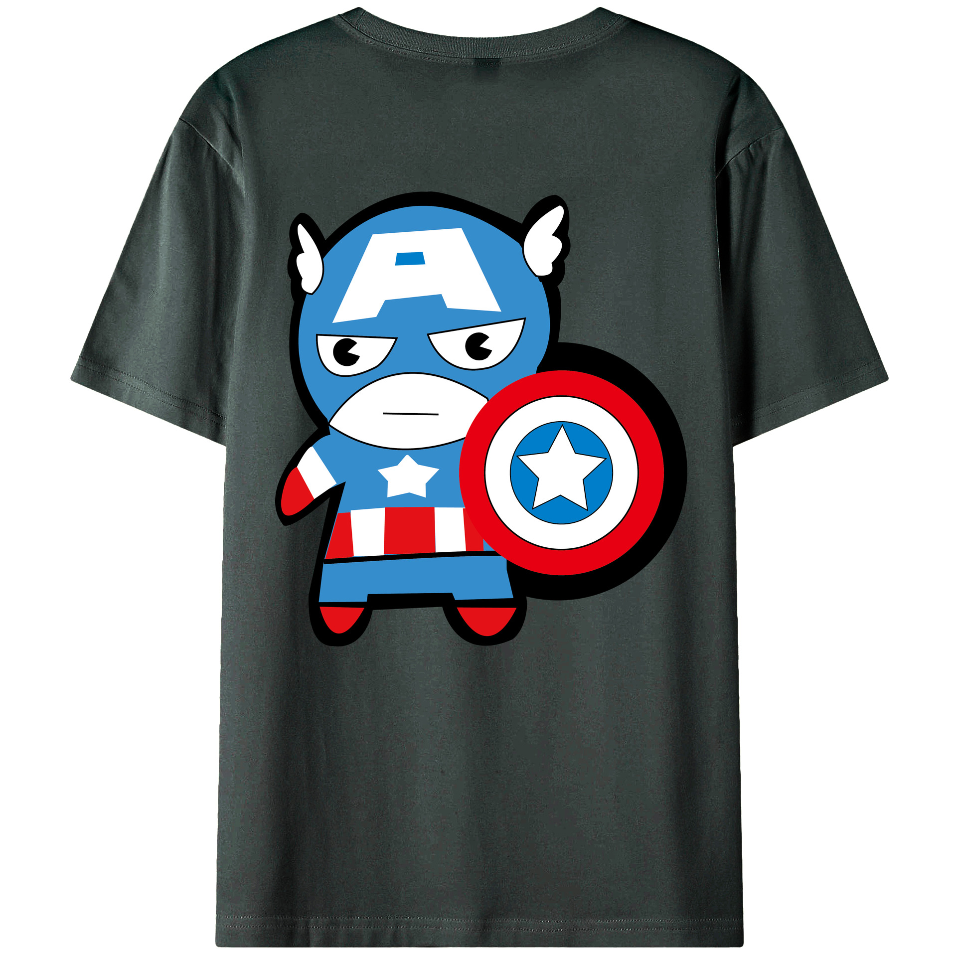 （画像用） アベンジャーズ The Avengers 綿100％ メンズ半袖Tシャツ（バックプリント） 通気性